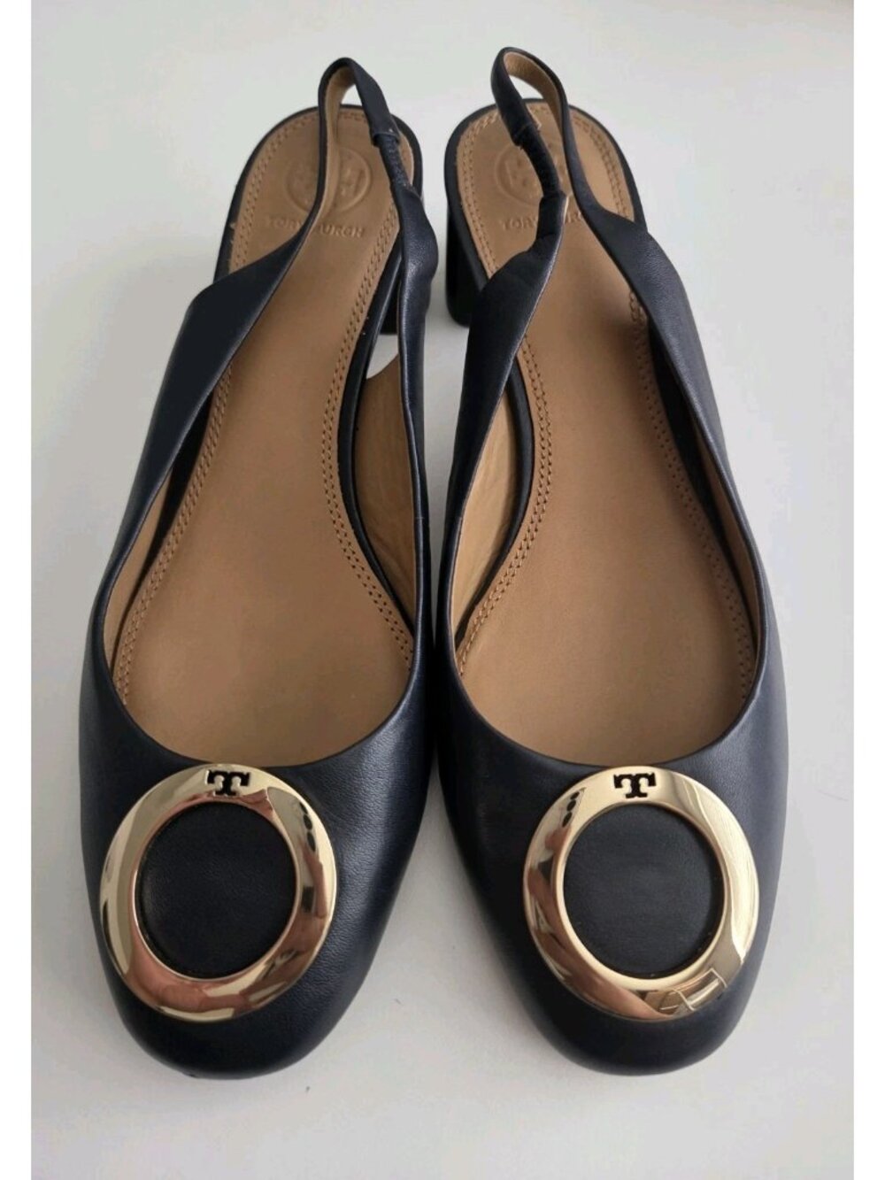 Tory Burch Caterina Leather Slingback Size 8.5 M Women Quiet Luxury Blue